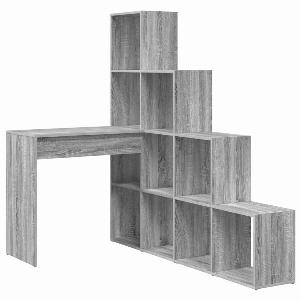 Corner Desk with Shelf Grey sonoma 101.5 x 149.5 x 149.5 cm